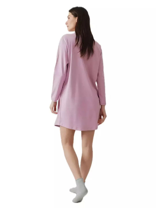 Minerva Χειμερινό Βαμβακερό Γυναικείο Νυχτικό Mauve Mist