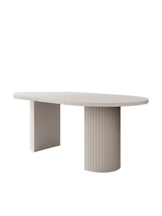 Tucson 175 Round Extendable Wooden Table Beige 75x75cm