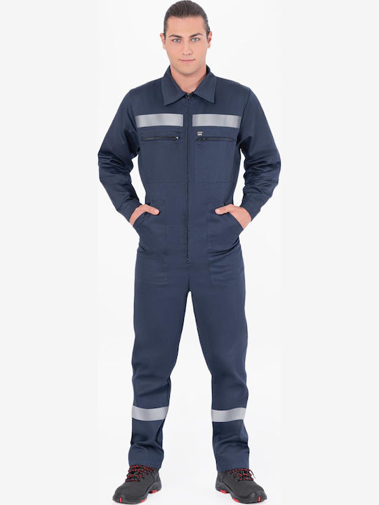 Axon Salopetă de Lucru Corp întreg cu benzi reflectorizante Bumbac Albastru marin