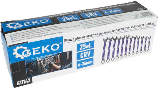 Combination Wrench Set Geko 12 Pieces 6-22mm Crv G11143