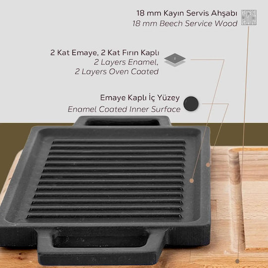 Lava LV Eco HP 2215 T13 K4 Double Sided Baking Plate with Cast Iron Flat and Grill Surface 22cm x 15cm