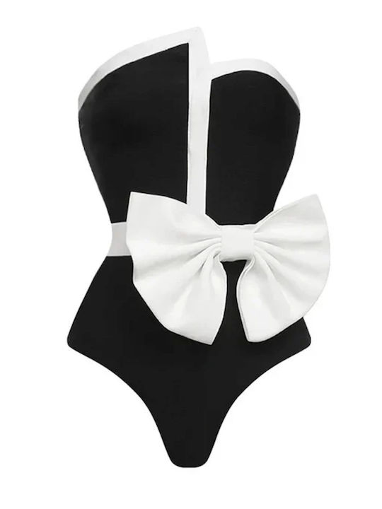 Costum De Baie Întreg Negru Fără Bretele