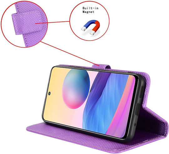 Diamond Texture Book Tempered Glass Violet (TCL 40 NXTPAPER 4G - TCL 40 NXTPAPER)