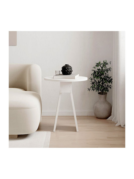 Round Side Table Chen Wooden White W42xL42xH50cm