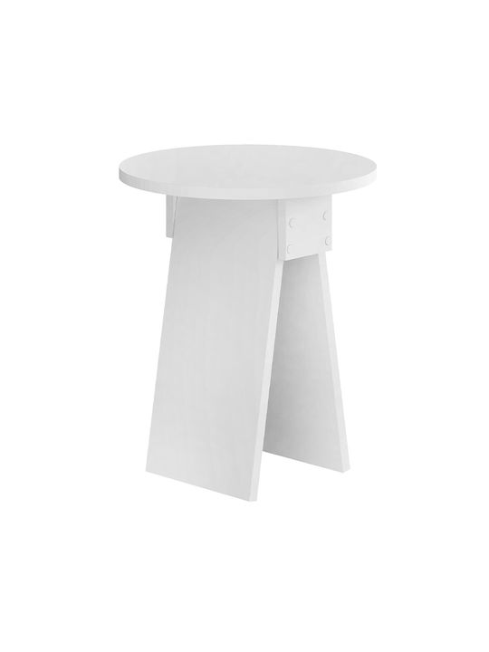 Round Side Table Chen Wooden White W42xL42xH50cm