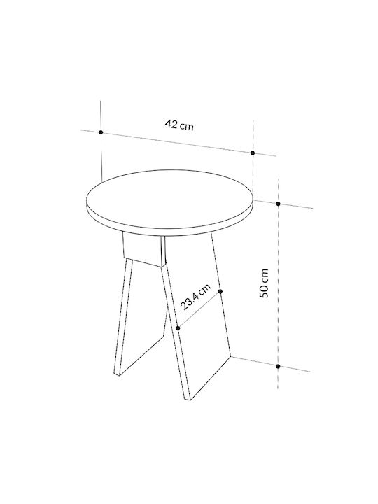 Round Side Table Chen Wooden White W42xL42xH50cm