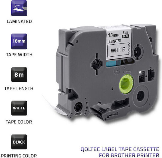 Qoltec Label Maker Tape 8m x 18mm in White Color 1pcs