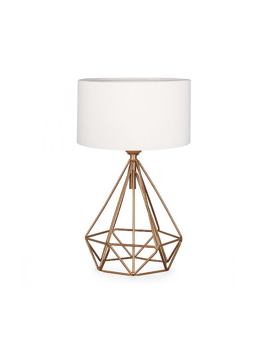 Megapap Vanstone Metal Table Lamp for Socket E27 with White Shade and Gold Base