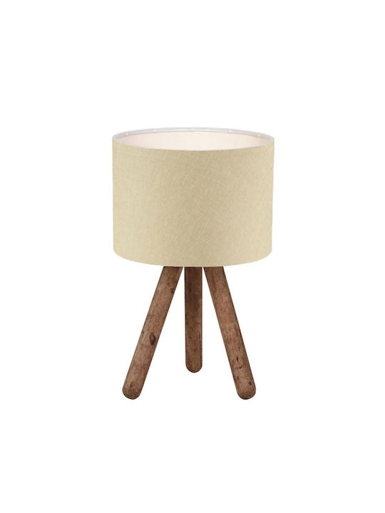 Pakketo PWL-1151 Wood Table Lamp for Socket E27 with White Shade and Brown Base