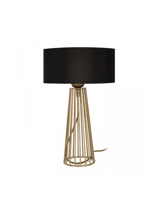 Megapap Filip Metal Table Lamp for Socket E27 with Black Shade and Gold Base