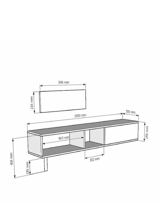 Έπιπλο Τηλεόρασης Χρυσό Μ150xΠ30xΥ41cm