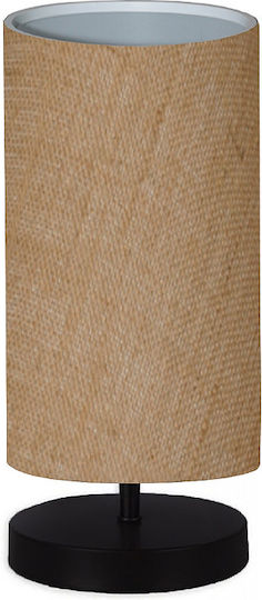 Megapap Huls Wood Table Lamp for Socket E14 with Brown Shade and Black Base