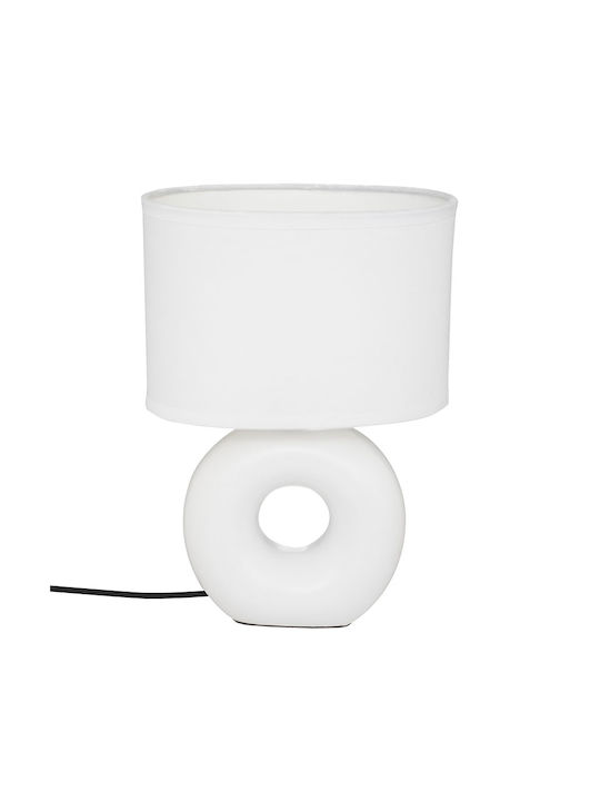 A-S Ceramică Lampă de masă pentru Soclu E14 cu Abajur Alb și Bază