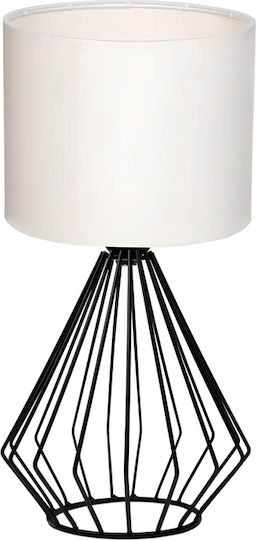 Megapap Aldo Metal Table Lamp for Socket E27 with White Shade and Black Base