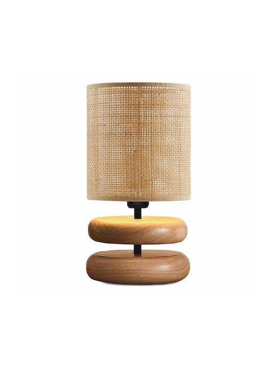 Megapap Lucia Wooden Table Lamp for E14 Socket with Beige Shade and Base