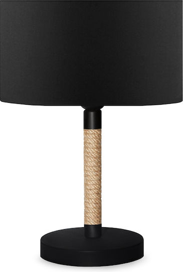 Megapap Jean Fabric Table Lamp for Socket E27 with Black Shade and Brown Base