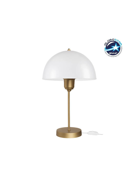 GloboStar GAZETA Plastic Vintage Table Lamp for Socket E27 with White Shade and Gold Base