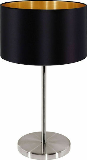Eglo Metal Table Lamp for Socket E27 with Black Shade and Silver Base