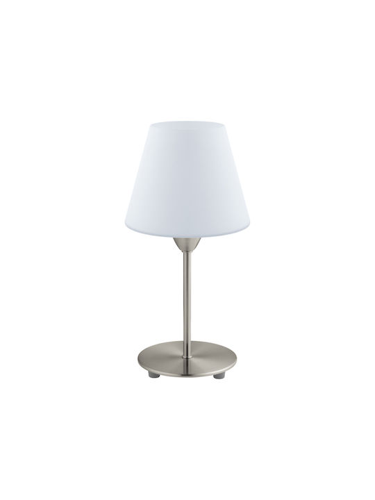 Eglo Metal Table Lamp for Socket E14 with White Shade and Silver Base