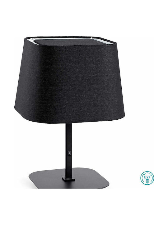 Faro Barcelona Metal Table Lamp for Socket E27 with Black Shade and Base