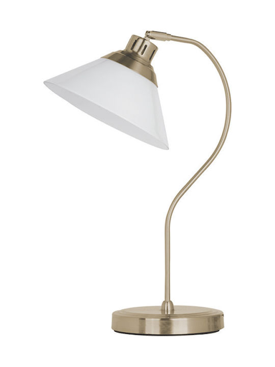 Elmark Molly Metal Table Lamp for Socket E27 with White Shade and Silver Base
