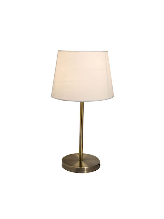 Home Lighting Metal Table Lamp for Socket E27 with White Shade and Silver Base