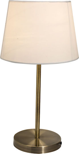 Home Lighting Metall Tischlampe für Fassung E27 mit Weiß Schirm und Silber Basis