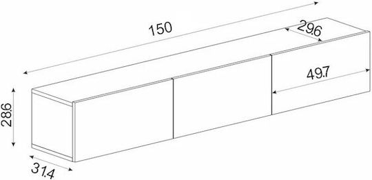 TV Stand with LED Lighting Synthetic Wood M150xD31xH29cm