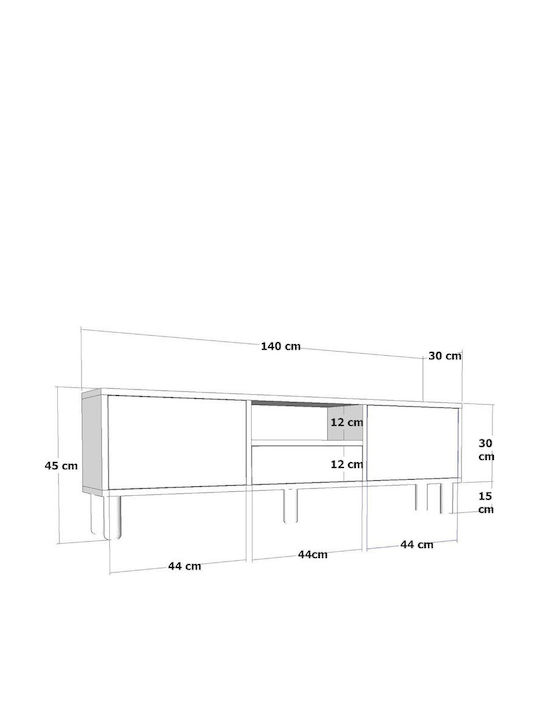 SteweHome TV-Ständer Mehrfarbig M140xT30xH45cm