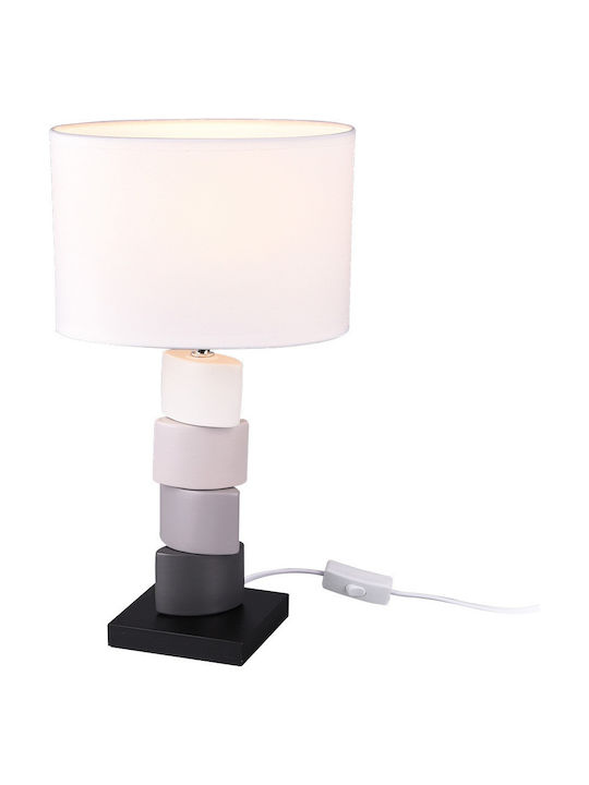 Trio Lighting Kano Циментова Настолна лампа за Цокъл E27 с Бял Абажур и Многоцветна Основа