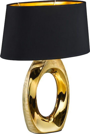 Trio Lighting Taba Ceramic Table Lamp for Socket E27 with Black Shade and Gold Base