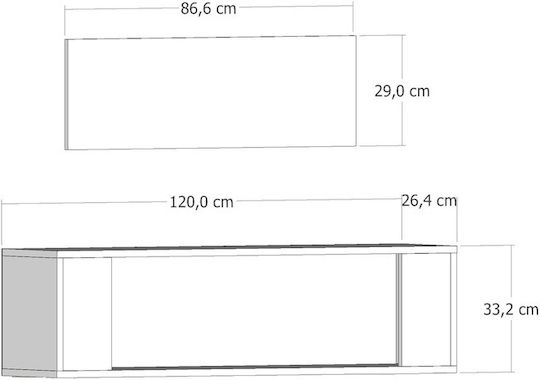 Έπιπλο Τηλεόρασης Πολύχρωμο Μ120xΠ26xΥ33cm