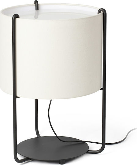 Faro Barcelona Drum Metal Lampă de masă pentru Soclu E27 cu Abajur Alb și Bază Negru