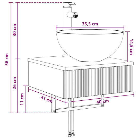 vidaXL Плот за Баня със Смесител 40x41x40.5 см Черен