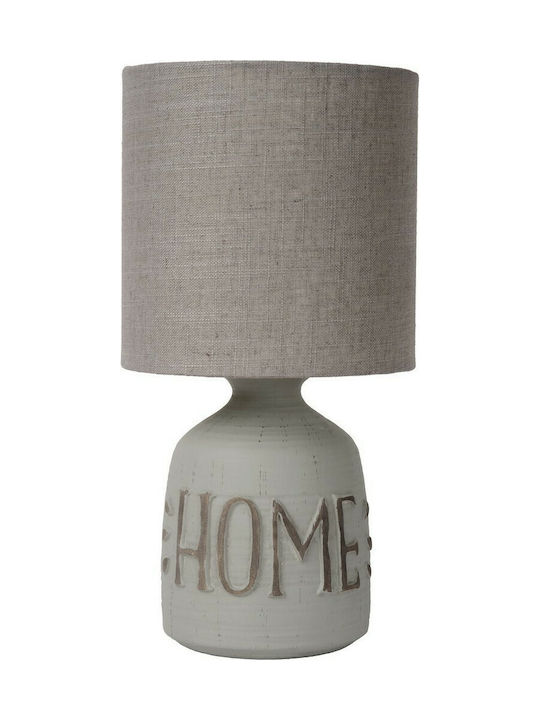 Lucide Lightning Cosby Ceramic Table Lamp for Socket E14 with Brown Shade and White Base