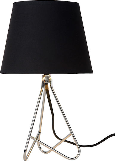 Lucide Lightning Gitta Metal Table Lamp for Socket E14 with Black Shade and Silver Base