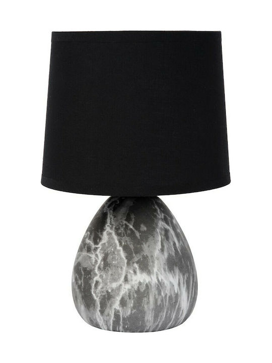Lucide Lightning Marmo Ceramic Table Lamp for Socket E14 with Black Shade and Gray Base