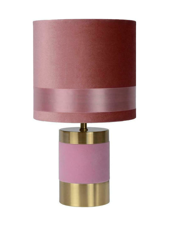 Lucide Lightning Extravaganza Frizzle Metal Table Lamp for Socket E14 with Pink Shade and Base