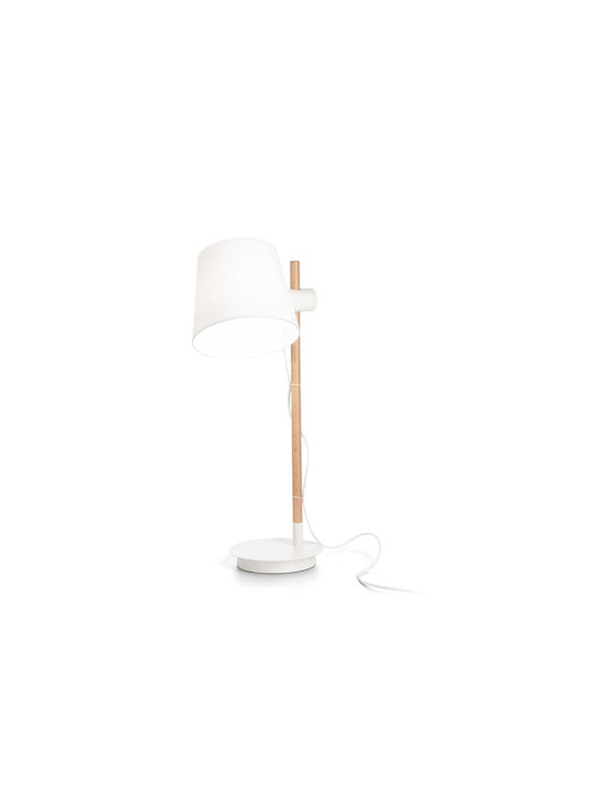 Ideal Lux AXEL Ξύλινο Πορτατίφ για Ντουί E27 με Λευκό Καπέλο και Βάση