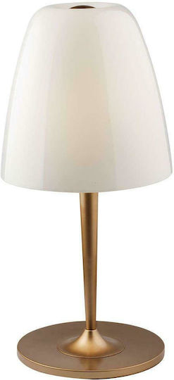 Fan Europe Ares Glass Table Lamp for E27 Socket with White Shade and Gold Base