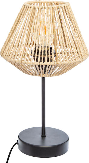 Atmosphera Jily Tischlampe Für E27 Fassung Mit Beigem Hut Und Schwarzer Basis