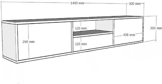 Έπιπλο Τηλεόρασης Πολύχρωμο Μ140xΠ30xΥ30cm