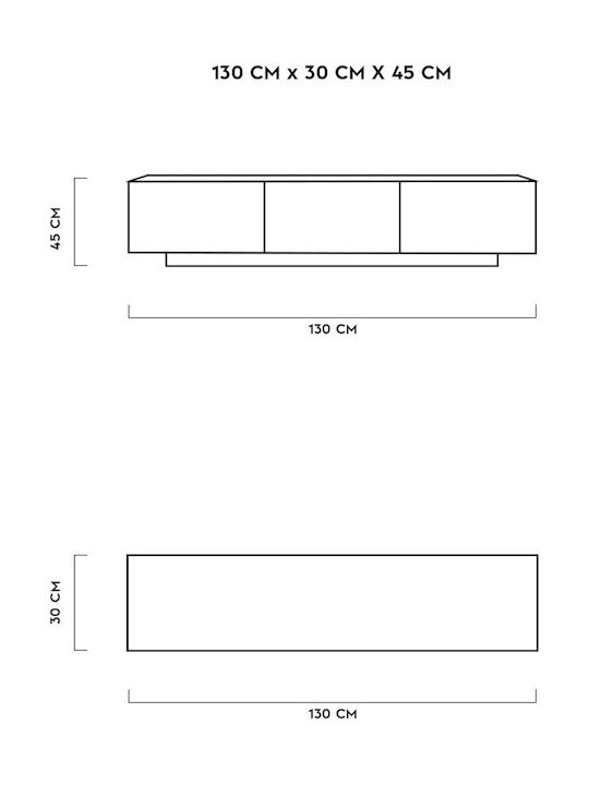 TV Stand with LED Lighting Ecru L130xD30xH45cm