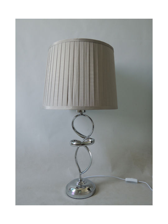 Karvounis Metall Tischlampe mit Gray Schirm und Silber Basis