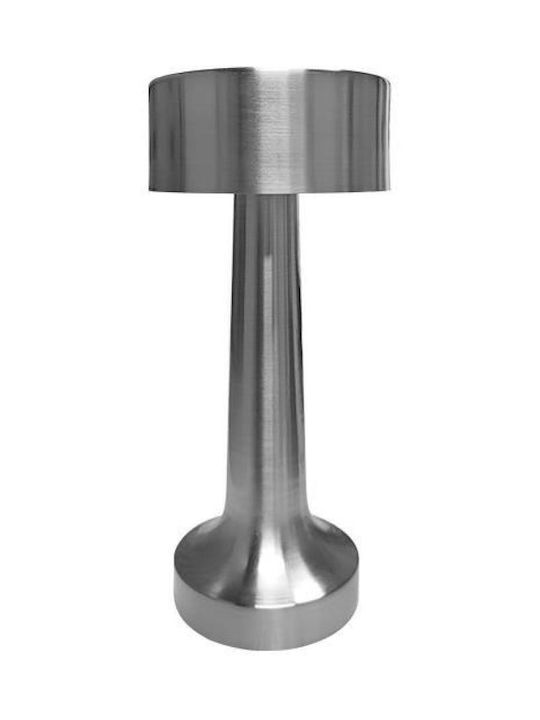 Eurolamp Metall Tischlampe LED mit Silber Schirm und Basis