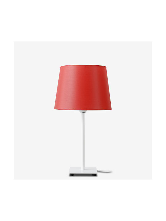 Veis Fabric Table Lamp for Socket E14 with Red Shade and White Base