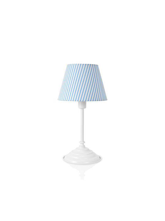 Veis Metal Vintage Table Lamp for Socket E14 with Light Blue Shade and White Base