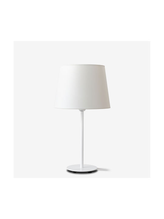 Veis Fabric Table Lamp for Socket E14 with Beige Shade and White Base