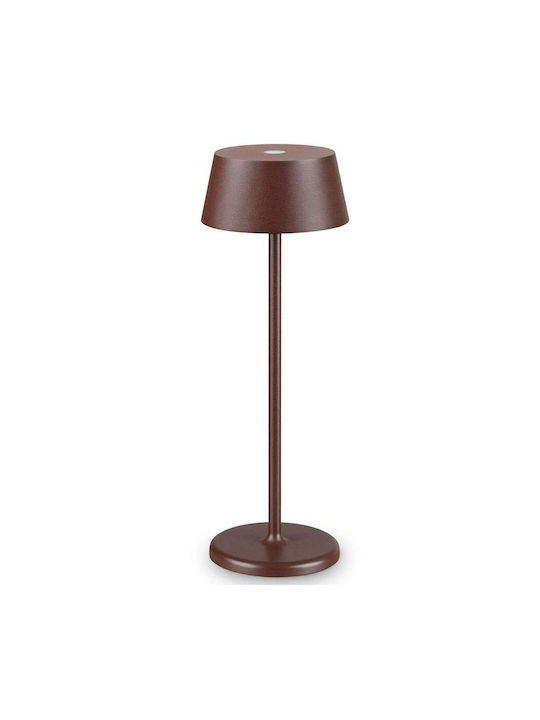 Ideal Lux Metal Table Lamp LED with Brown Shade and Base
