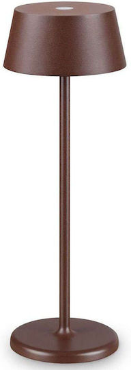 Ideal Lux Metall Tischlampe LED mit Braun Schirm und Basis